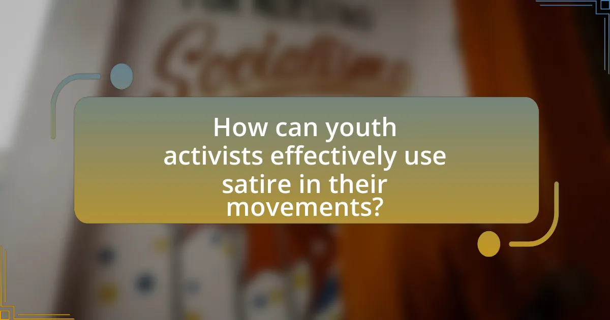 How can youth activists effectively use satire in their movements?